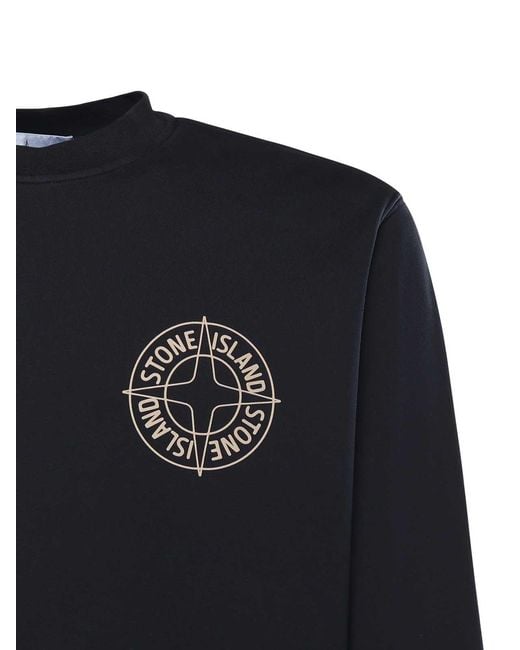Stone Island Blue Cotton Sweatshirt With Print for men