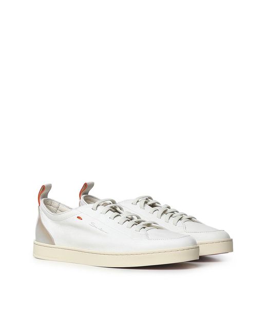Santoni White Leather Off-Duty Trainers for men