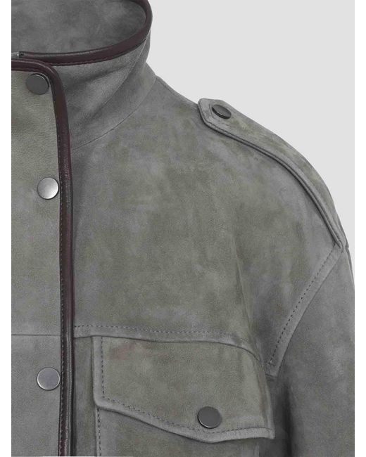 Brunello Cucinelli Gray Suede Jacket