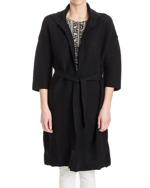 Fuzzi Black Ribbed Cardigan
