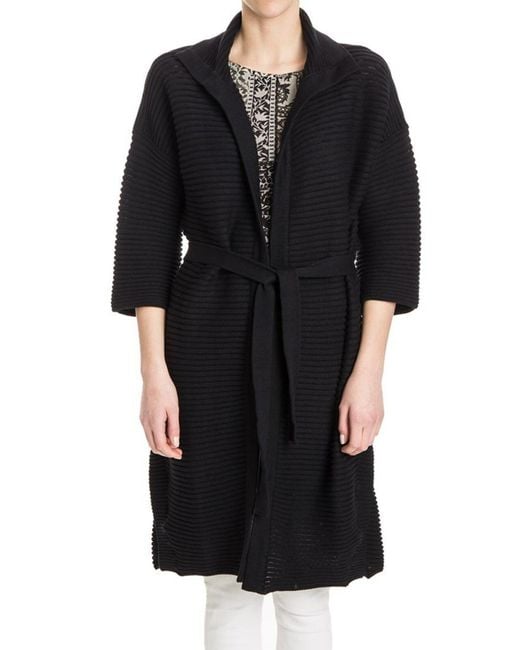 Fuzzi Black Ribbed Cardigan