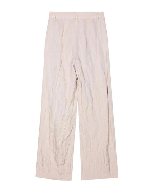 Giorgio Armani White Creased Twill Straight Leg Trousers