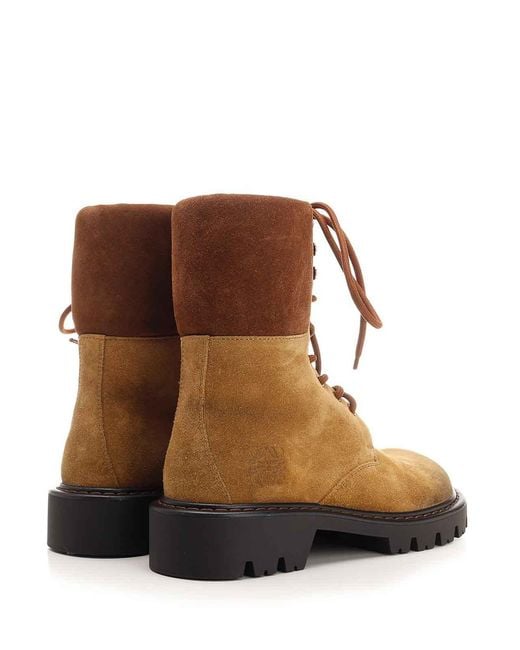 Loewe Brown Suede Combat Boots