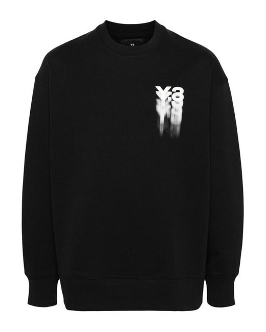Y-3 Black Logo Organic Cotton Sweatshirt for men