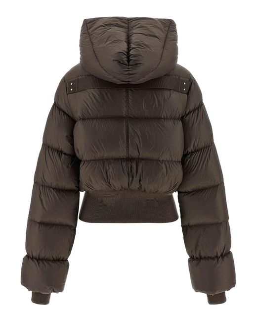 Rick Owens Brown Quilted Nylon Down Jacket