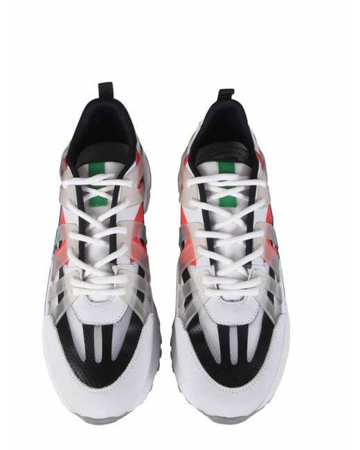 MSGM White Panelled Lace-Up Sneakers for men