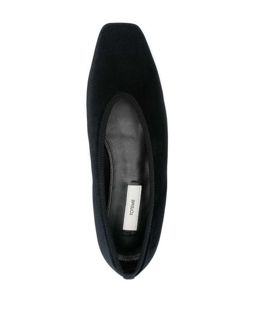 Totême Black Minimalist Velvet Ballerinas