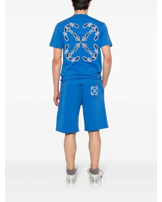 Off-White c/o Virgil Abloh Blue Off- Logo Cotton T-Shirt for men