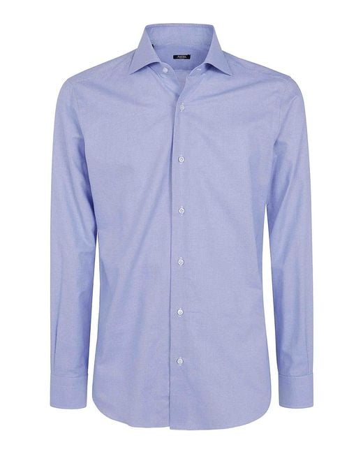 Barba Napoli Blue Classic Shirt for men