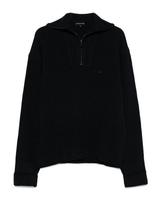 Emporio Armani Black Wool Turtle-Neck Jumper for men