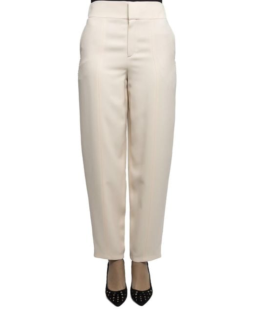Chloé Natural Pompom Detail Cady Trousers