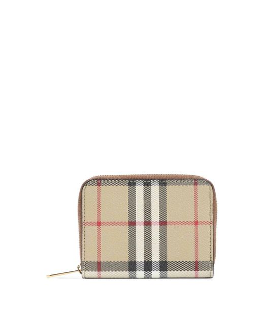 Burberry Natural Mini Zip Around Wallet