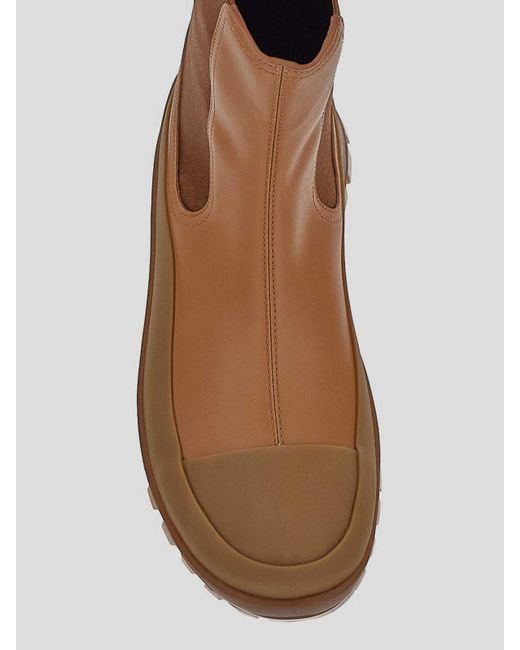 Stella McCartney Brown Contrasted Toecap Slip-on Ankle Boots