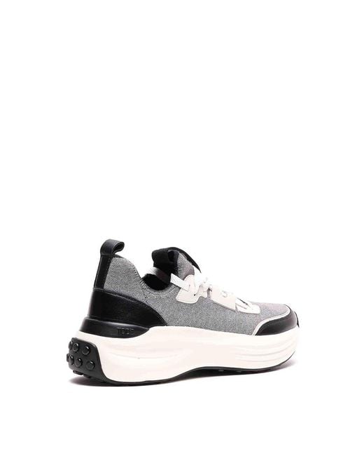 Tod's White Fabric And Leather Sneakers