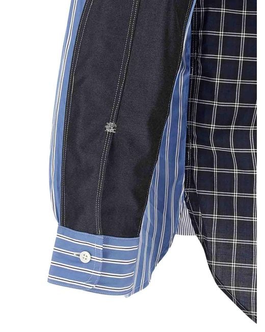 Junya Watanabe Blue Patchwork Shirt for men