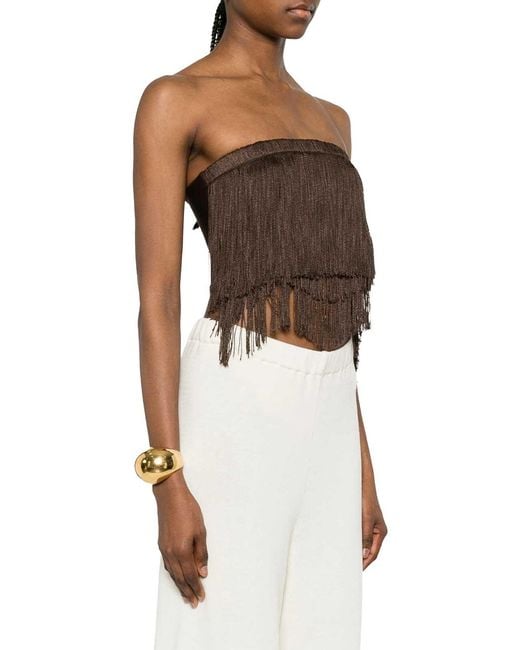 Bless Brown Dara Top With Fringes