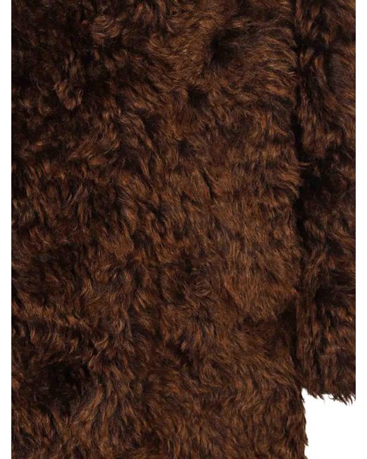 Jil Sander Brown Hazelnut Mohair Fur Coat