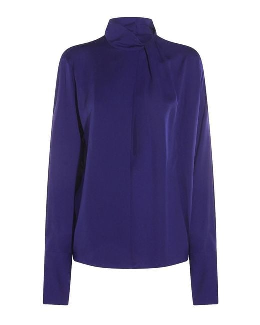 Tom Ford Blue Silk Blouse