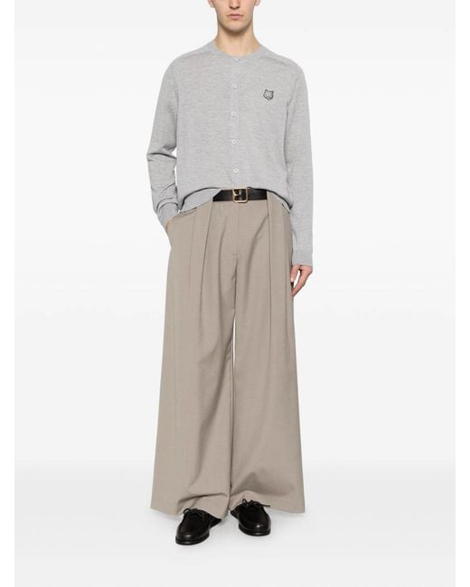 Maison Kitsuné Gray Fox Head Wool Cardigan for men