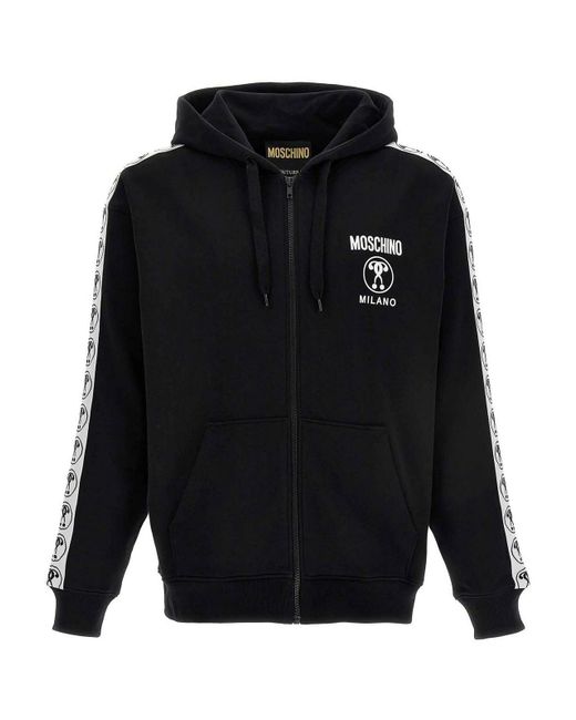 Moschino Black Double Question Mark Hoodie for men