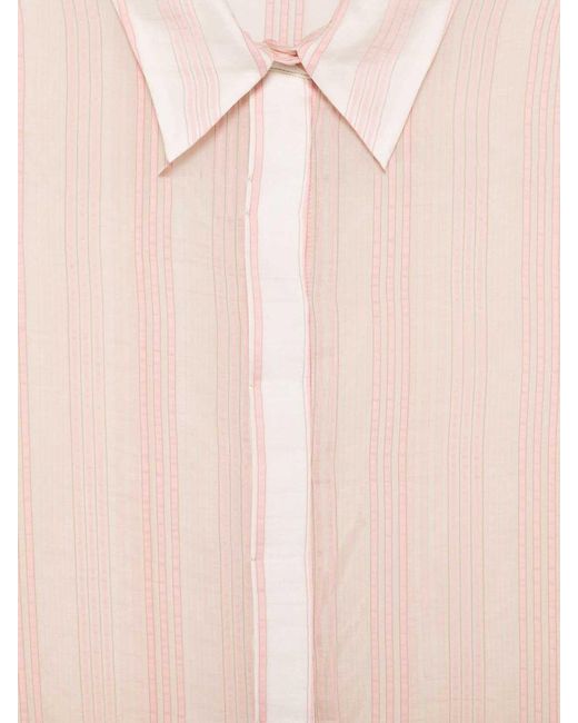 Peserico Pink Semi-Sheer Striped Shirt