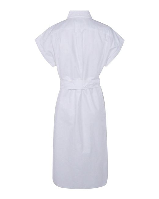 Polo Ralph Lauren White Woven Short Sleeves Mini Shirt Dress