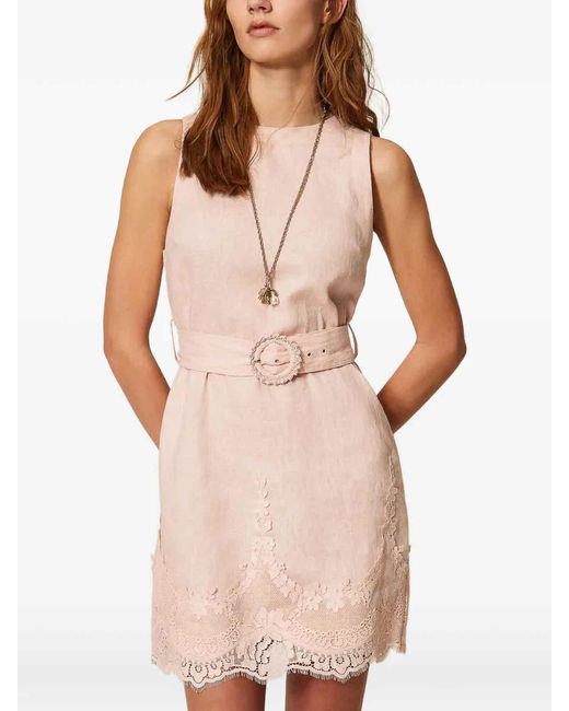Twinset Pink Mini Dress With Belt