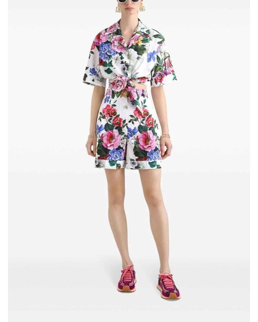 Dolce & Gabbana White Floral Shorts