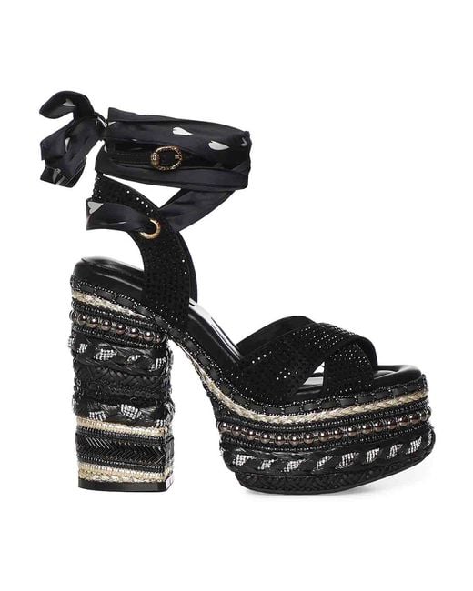 Kurt Geiger Black Chelsea Scarf Platform Sandals