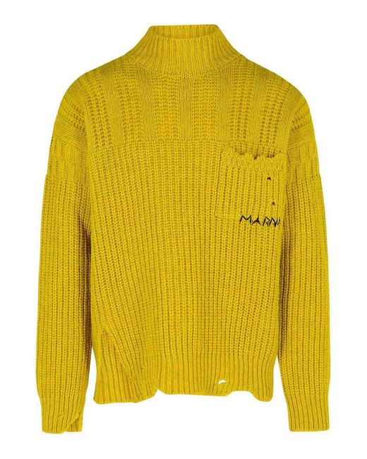 Marni Yellow Mustard Virgin Wool Turtleneck Sweater for men