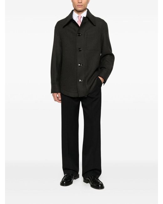 AMI Black Wool Shirt Jacket