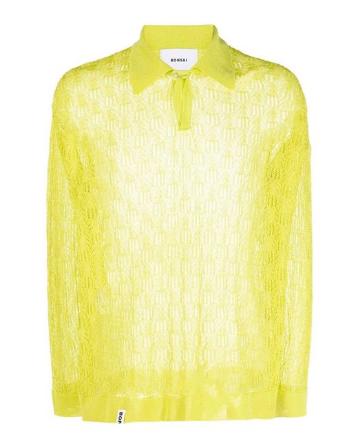 Charles Jeffrey Yellow Knitted Sheer Polo for men