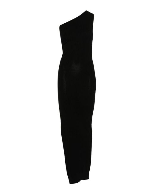 Rick Owens Black One-shoulder Long Dress
