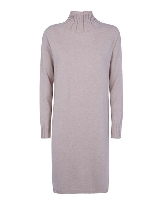 Fabiana Filippi Purple Platinum Turtle Neck Knit Dress