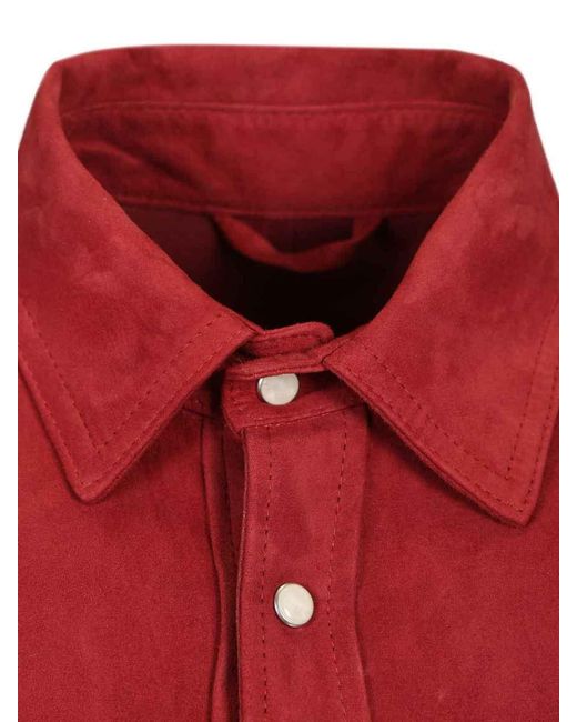 Barba Napoli Red Suede Shirt for men