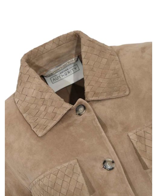 Leather Authority Brown Karis Weaved Suede Jacket Vanilla