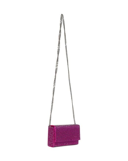 AMINA MUADDI Purple Fuchsia Clutch With Crystals