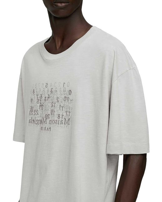 Maison Margiela White Cotton T-Shirt With Tone-On-Tone Lettering Print for men