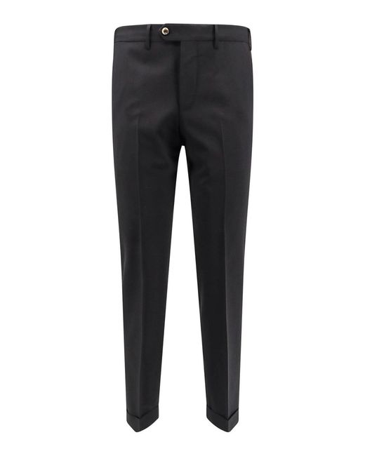 PT Torino Black Stretch Virgin Wool Trouser for men