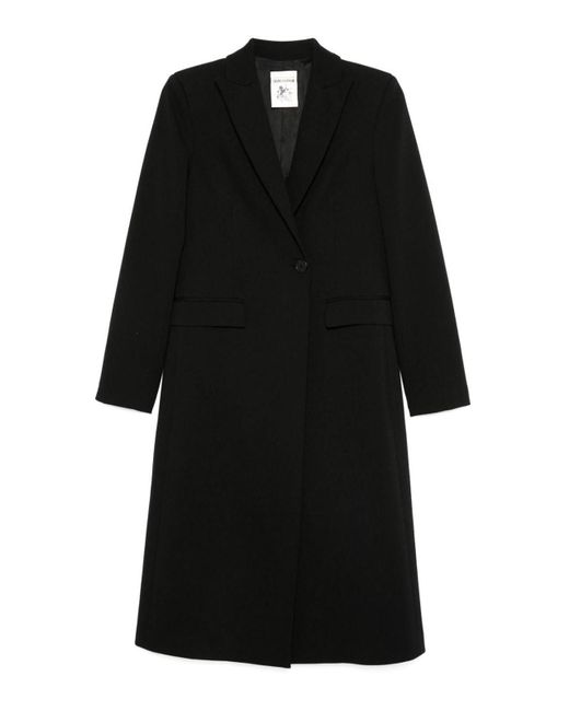 Semicouture Black Marinella Single-Breasted Long Coat