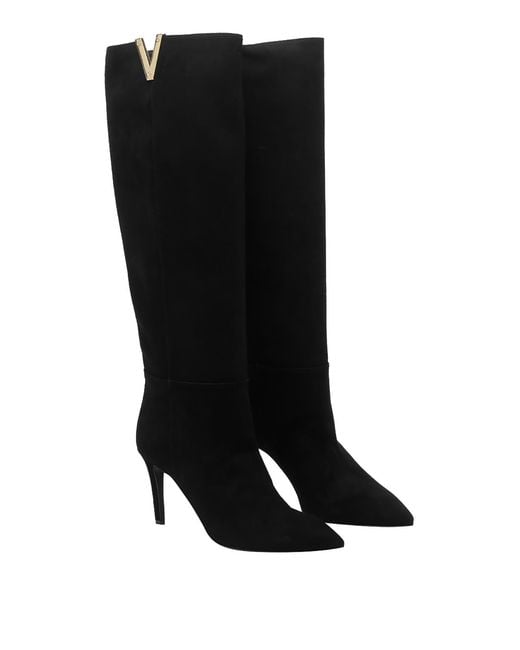 Via Roma 15 Black V Suede Pump Boots