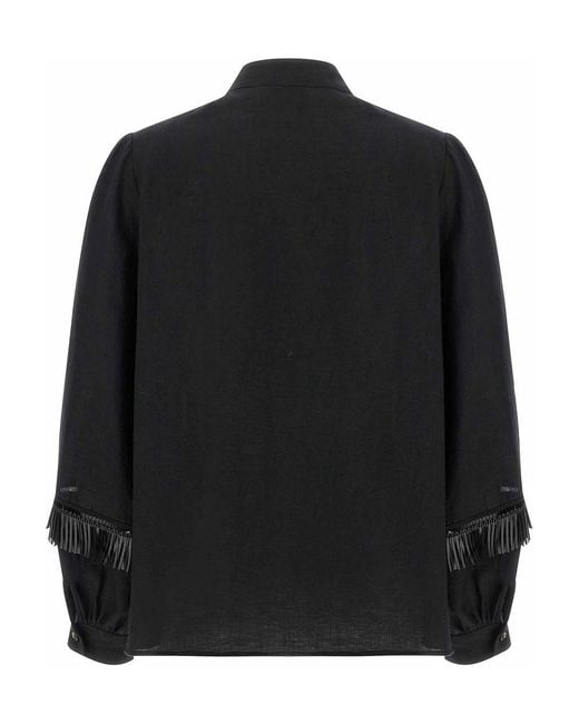 Kiton Black Fringed Shirt