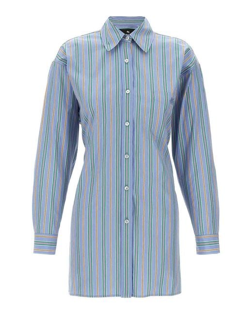 Etro Blue Striped Shirt