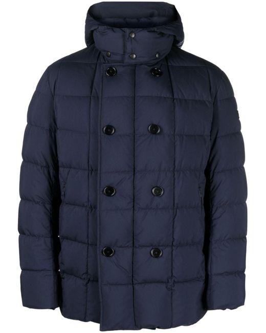 Fay Blue Doubled Breasted Padded Jacket With Hood for men