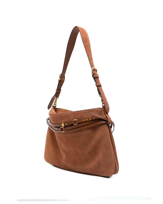 Pinko Brown Suede Big Belt Bag