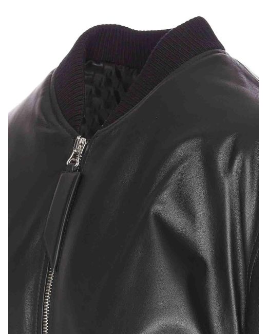 The Attico Black Leather Bomber