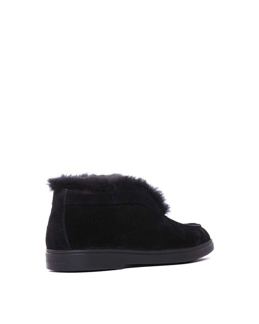 Santoni Black Ankle Booties