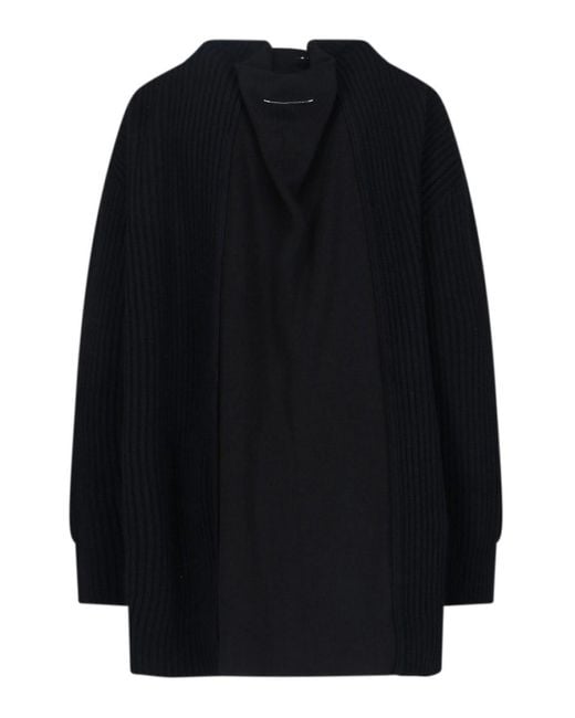 MM6 by Maison Margiela Black Wool Blend Sweater Dress