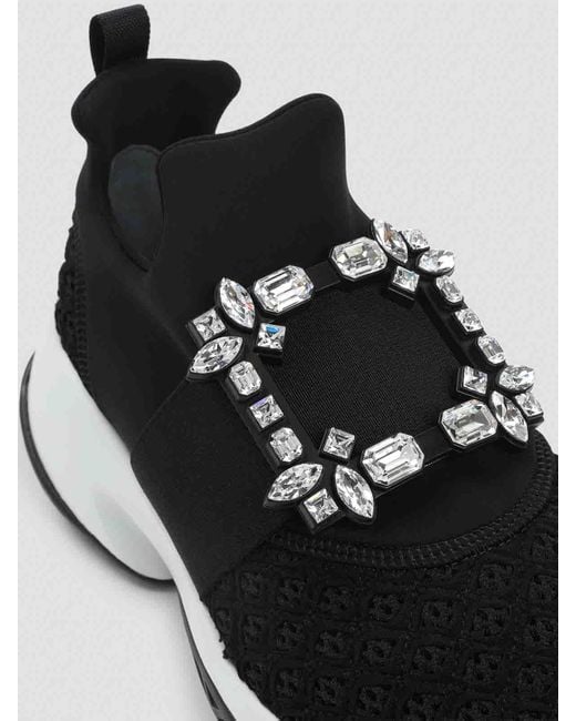 Roger Vivier Black Run Strass Buckle Sneakers