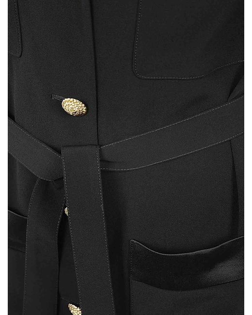 Balmain Black Ss 4 Pockets Crepe Saharian Shirt